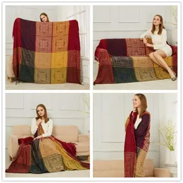 New Mediterranean Nepalese Shawl Blanket Sofa Towel Cover Bed Bay Window Mat Chenille Jacquard