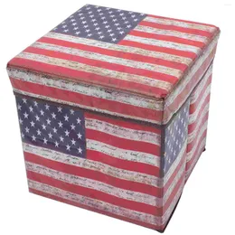 Kissenflaggspeicherbox Hocker kleiner amerikanischer Flaggen Schlafzimmer Retro Ottoman Klapphocker Kinder Footstool