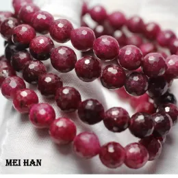 Strands Meihan Natural AAA Ruby Faceted Round Stone Loose Beads Stone Bracelet Hot Selling Sroducts For Jewerly DIY Making