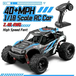 Electric/RC Car 2022 New HS 18312 18321 18302 RC CAR 40+MPH 1/18 Uppdaterad version 2.4G 4WD High Speed ​​Fast Remote Controlled Large Track Toys 240424