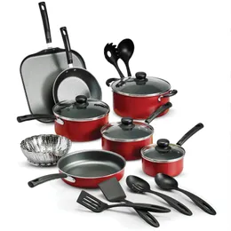 Tramontina Primaware 18 Piece Non-Stick Cookware Set Red 240418