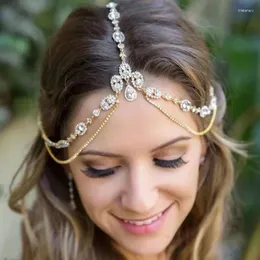 Hårklipp i kvinnor mode strass huvudkedja skiktad pannband tofs bröllop brud tillbehör smycken
