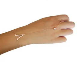 100 925 Factory de prata esterlina v charme de sparking micro pavor transparente Cadeia de link de link Bracelets de mão longa escravo Bracelet7027935