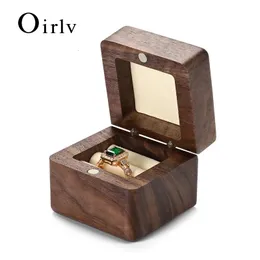 Oirlv Wooden Couple Ring Box Walnut Wood Boxes For Rings Storage White Grey Small Jewelry Solid 240412