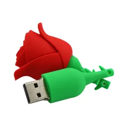 Drives 64 GB USB 2,0 Drive Flash Red Rose Flower Kształt Zip Drive Drive Drive Cute Thumb Drive Piękny kij USB Szybka pamięć