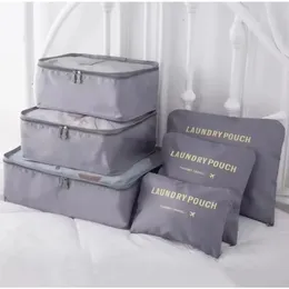 6pcs Seyahat Depolama Çantası Büyük Kapasiteli Bagaj Giysileri Sıralama Organizatör Seti Bavul Koruma Kılıf Ayakkabı Paketleme Küp Çanta
