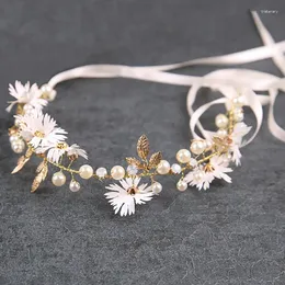 Haarklammern Hochzeit Blume Haarband Stirnbänder Kronengirlande Perl Tiara für Frauen Band Kopfstück Braut Kopfbedeckung Schmuckzubehör Accessoires