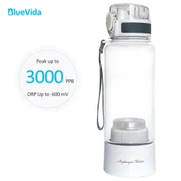 bottle Bluevida new sports style SPE & PEM hydrogen water generator, H2 up to 3000ppb and large battery capacity hydrogen water bottle