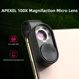 フィルターAPEXEL100X拡大顕微鏡レンズモバイルポータブルLEDライトマイクロポケットレンズiPhone XS Max Samsungすべてのスマートフォン