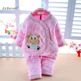 Sets E&Bainel Autumn Winter Baby Girl Clothes Cotton Thick Baby Clothing Long Sleeved New Born Baby Clothes Suit Costume Outfit