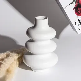 Vasen nordisch heterosexueller Kreis Keramik Vase Ins Schöne weiche Dekoration Trockener Blütenhydroponic Home Stay Net Saflor