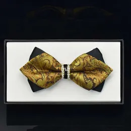 Brand Bow Ties Fashion 2024 Men Designer Brand Gentleman French Tie Paisley Wedding Bowtie Business Butterfly Knot Diamond British Men's 8858