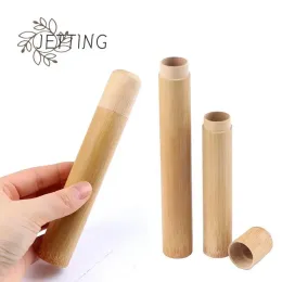 Diş fırçası 1pc 21/16cm doğal bambu diş fırçası tüp çay kutusu diş fırçası tutucu diş fırçası kasa bambu