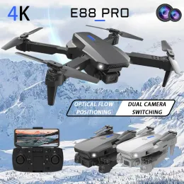 Dronlar Optik Akış Konumlandırma Yüksek tanımlama çift kamera anahtarlama Profesyonel hava fotoğrafçılığı katlanabilir quadcopter e88 drone 4K