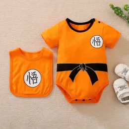 Endelar 018m Baby Girl Boy Costume Anime kläder Nyfödd romper spädbarn Luffy Akatsuki Vegeta Cosplay Jumpsuit Toddler Halloween Costume