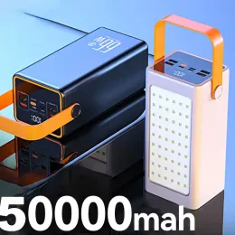 Chargers 50000mAH Yüksek Kapasiteli Güç Bankası 66W Hızlı Şarj Cihazı İPhone Dizüstü Batayı için Powerbank Exterge Led Kamp Hafif El Flashlight Yeni