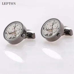 Collegamenti Hot Watch Movement Gufflinks di meccanismo di orologio per oroele per cambio Lepton a vapore in vetro immobile