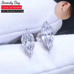 Küpe Serenity Günü 2CTTW Gerçek D Renk 5*10mm Markiz Kesme Moissanit Saplama Kadınlar İçin Küpe Hediye S925 STERLING Gümüş İnce Takı