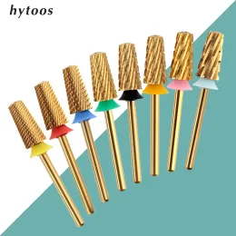 Bits HYTOOS Titanium Safety Tapered Nail Drill Bits 3/32 Carbide Smooth Top Manicure Bit Remove Gel Drills Accessories Tool Supplier