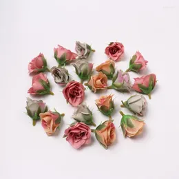 Decorative Flowers 10pcs Artificial Flower Retro Rose Head DIY Handmade Headdress Wreath Gift Box Making Materials For Home Wedding