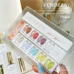 Kits Vendeeni 9 colorido transparente gel esmalte semi -permanente geléia colorida UV LED MOUS
