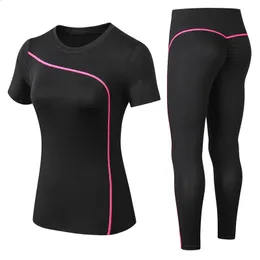 Zestaw jogi Szybki suchy 2 -częściowy Kobiety Kobiety Długie spodnie na zewnątrz sportowy garnitur fitness Plus Size For For Woman 240415