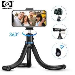 Tripods APEXEL JJ10 Tripod for Phone Octopus Flexible Tripod For Phone SLR DSLR Camera Tripod Phone Holder Clip Stand 360 Rotation Shoot