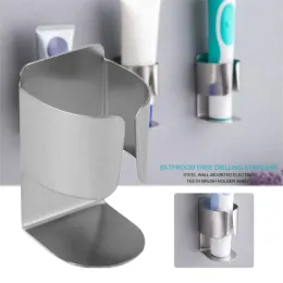 Cabeças Organizador de dentes de dentes elétricos Organizador de creme de dente stand rack de aço inoxidável montado para parede para acessórios para o banheiro doméstico
