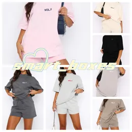 WF- WOMENS 2 pezzi SET T-Shirt casual e Shorts Biker Shorts Set di set di binari sportivi