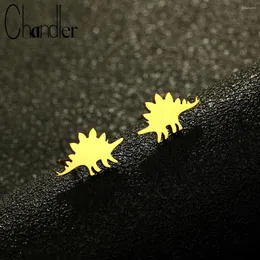 Brincos do garanhão Chandler Cute Dinosaur Studs Fil de aço inoxidável de StegoSaurus feitos para homens e mulheres