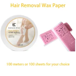 Waxing 100m or Sheets Nonwoven Fabrics Quick Painless Hair Removal Waxing Papers Depilatory for Facial Body Arm Bikini Leg Smooth Skin