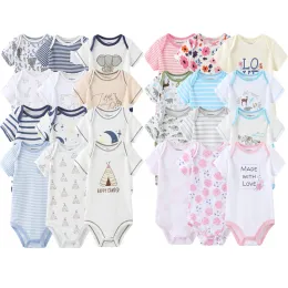 Jednoczęściowe 3PCS Autumn krótkie rękawie Baby Romper Bawełniany kombinezon Nowonarodzone ubrania dziecięce 3pcs/zestawy chłopców dziewczyn