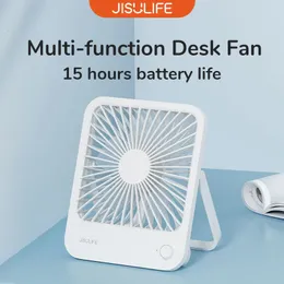 Jisulife portátil Small Desk Fan Table Ultra silencioso resfriamento recarregável com 4 velocidades de vento poderosas 240416