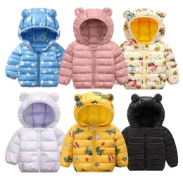 Camicie bambine con cappuccio giù per le giacche per bambini cappotti autunnali cartone animato giacca calda giacca da bambino per la cerniera