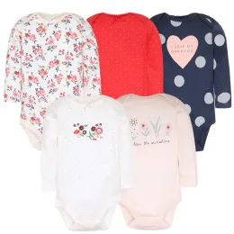 One-Pieces Baby Girl Clothes 5pcs/Los Körperanzug 2023 Frühlings Sommer Kleinkind Jungen Strampler Cartoon Neugeborene Outfits Säuglingskleidung Set Baumwolle