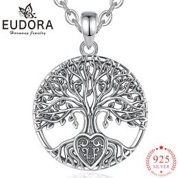 Collane Eudora Nuova 925 Sterling Silver Tree of Life Collana Cuore Vintage Pendant Wicca Gioielli Squisiti Dono per uomini Donne