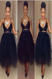 2016 Billiga svarta kvinnor Korta cocktailklänningar Tyllkjolar Hög Qaulity Material Kvällsklänning Party Wear Cocktail Gowns3759729