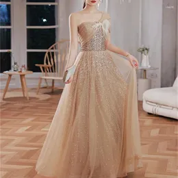 Party Dresses Champagne Evening Dress 2024 Strapless Sequin Vestidos Sexy Backless Floor-length Bling Shining Elegant Suknie Wieczorowe