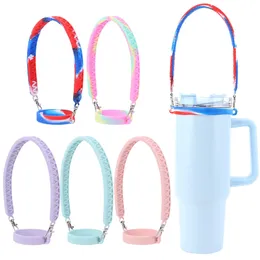 Vattenflaskhandtag Slinghållare med rem passar Silikon Mest 8-40oz flaskvattenflasktransporter Cup Accessories 0424