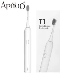 Köpfe Apiyoo T1 wasserdichte Klang elektrische Zahnbürste 4 Modi Reinigen Sie Whiten Care Zähne Automatische Zahnpinsel USB wieder auflösen