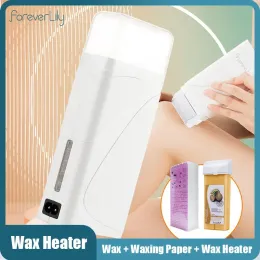Waxing 3 In 1 Roller Waxing Kit Depilatory Wax Warmer Strips For Hair Removal With Epilator Machine Cartridge Heater Waxing Paper Set