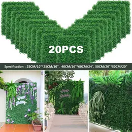 Plantas artificiais de vegetação floral Faux Floral painel de parede de grama Bartening Greenery Protection UV Decor verde Decoração Privacidade Cerca de quintal Casamento T240422