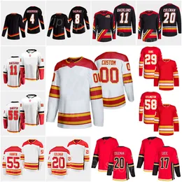 Kob Reverse Retro Hockey 16 Nikita Zadorov Trikots 22 Trevor Lewis 58 Oliver Kylington Blake Coleman Mikael Backlund Noah Hanifin Rasmus A.