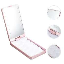 Uppsättningar ögonfransfodral förvaringslåda Set spegel falsk rese tomma ögonfransar arrangör led lätt fodral makeup bärbar pisk makeup borstlåda