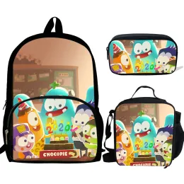 Bags 3pcs Mochila Onekiz The Spookiz Show Print Backpack For Boys Girls School School Kids Pattern Bookbag Kids School Bag Pack