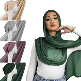 Ethnische Kleidung übergroße leichte Viskose Rayon Hijab Schal mit Jersey Inner Caps Schal Dünne einfache Bonnet Hijabe Femme Muslim Headworns