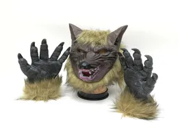 Halloween Wolf Mask Werewolf guanti Costume da lupo raccapricciante Terror Diavolo Fancy Vestite Vesti Punteggi Wolf Gesti Geste