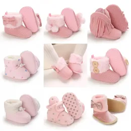 Mats Classic 018M Baby Autumn/Winter Boots Girl Baby Boy Pink Warm Shoes Solid Fashion Preschool Puzzle Ball The First Walking Shoe