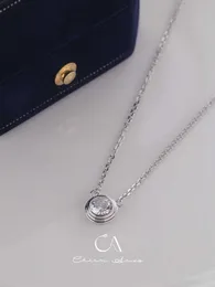 Designer Brand Carter Classic Simple UFO Round Diamond Bubble Halsband med ren silverplätering Fashionabla och mångsidiga unik designkrage kedja