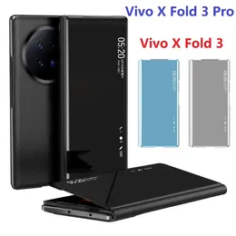 Spegel touch för vivo x fold 3 pro case view fönster flip bok väcker sömnskydd smart täckning